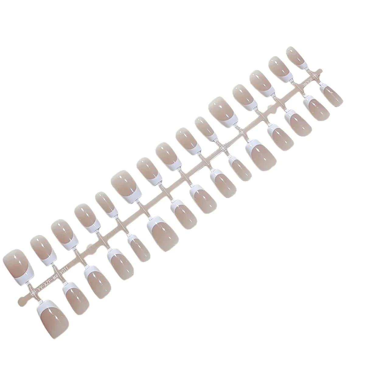 Korte Franske Tip Press-On Negle Naturlig Nude Look Til Hverdag
