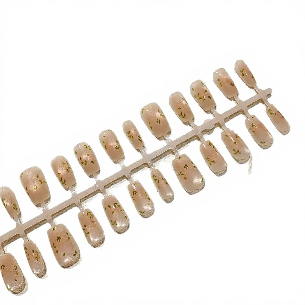 Korte kisteformede kunstige negle, tusindfryd Cat Eye-design, 30 stk.
