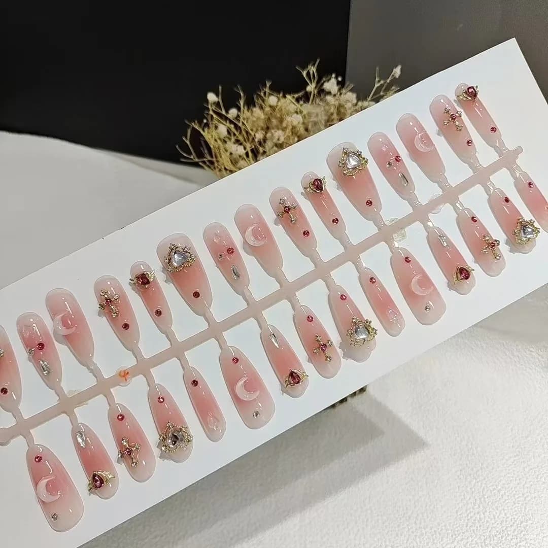 Kunstige Negle med Sten Lang Stiletto Form 30 Stykker