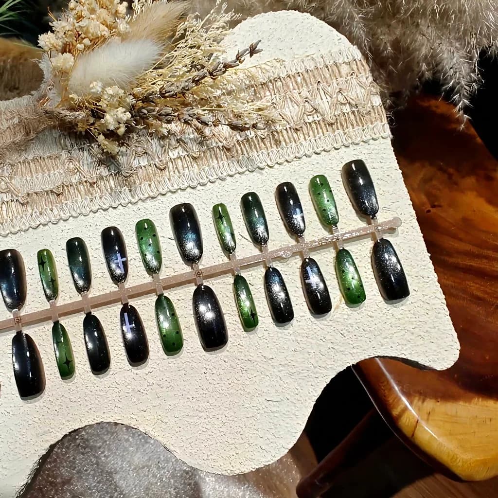 Mellemstore Ovale Cat Eye Sættenegle Mørk Sweet Cool Stil