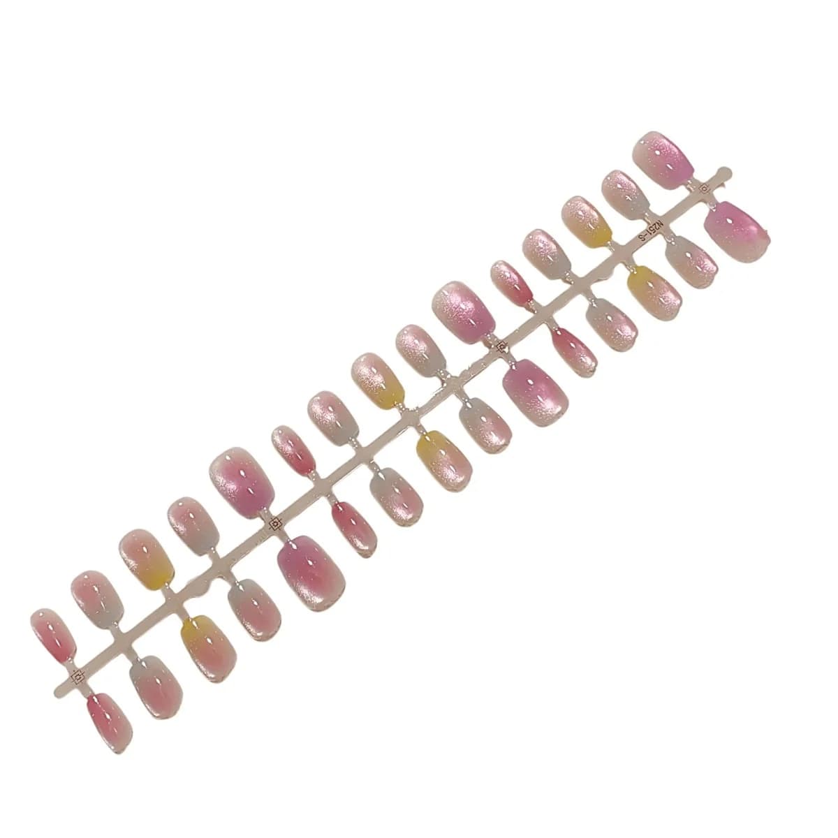 Frugt Gradient Cat Eye Press On Negle med Glasperle Glans
