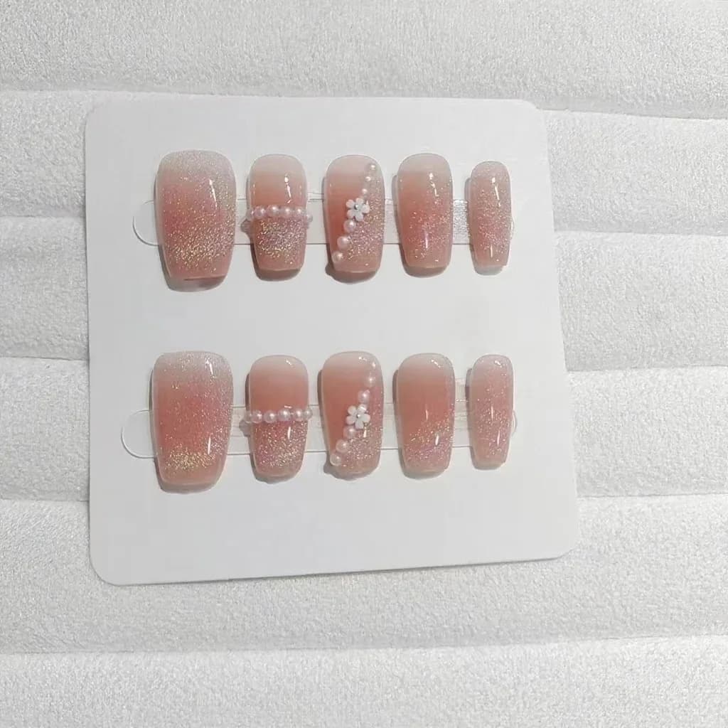 Press-On Negle Regnbue Cirkel Cat Eye Blomsterdesign 30 Stykker