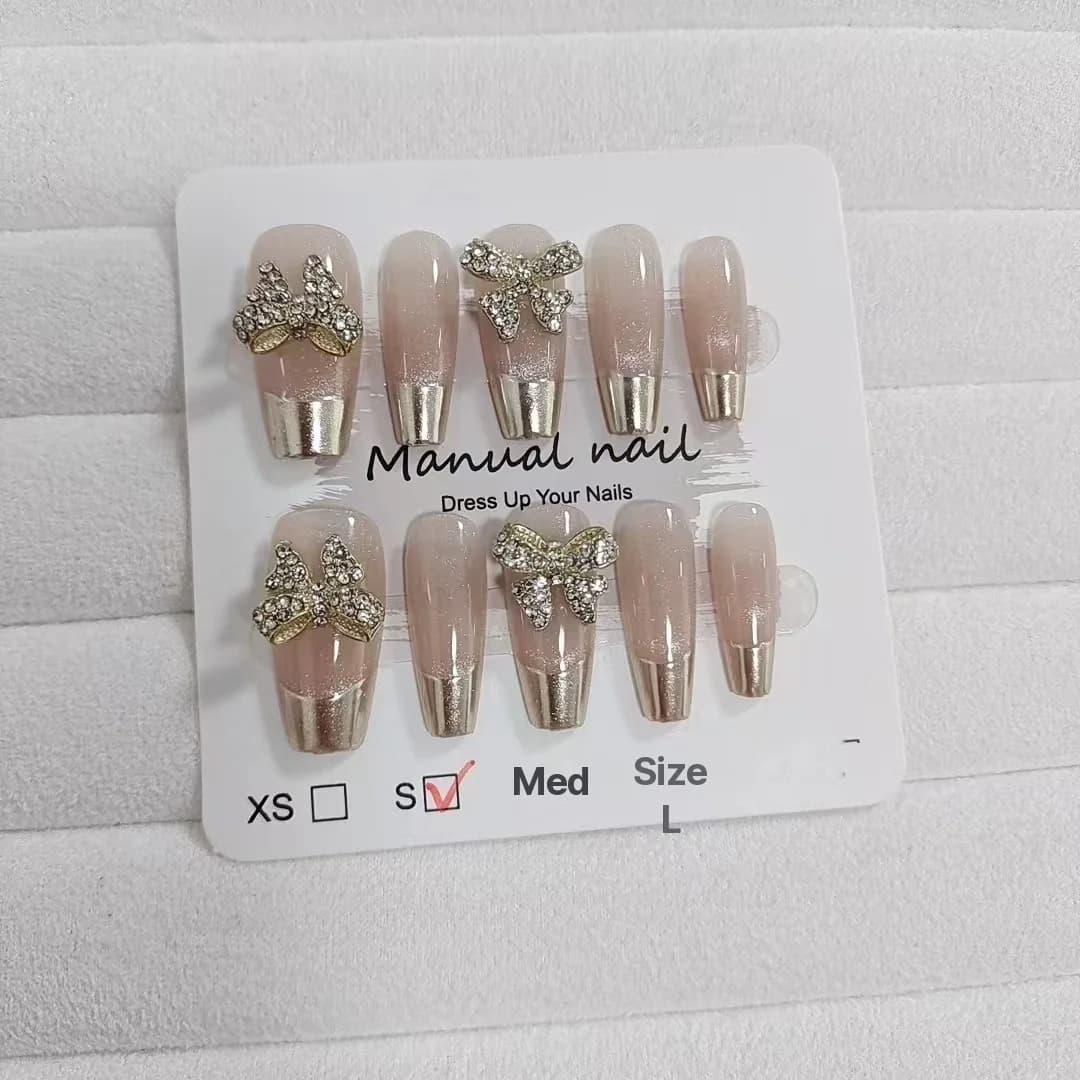 Sommerfugl Cat Eye kunstige negle med spejl-krom finish
