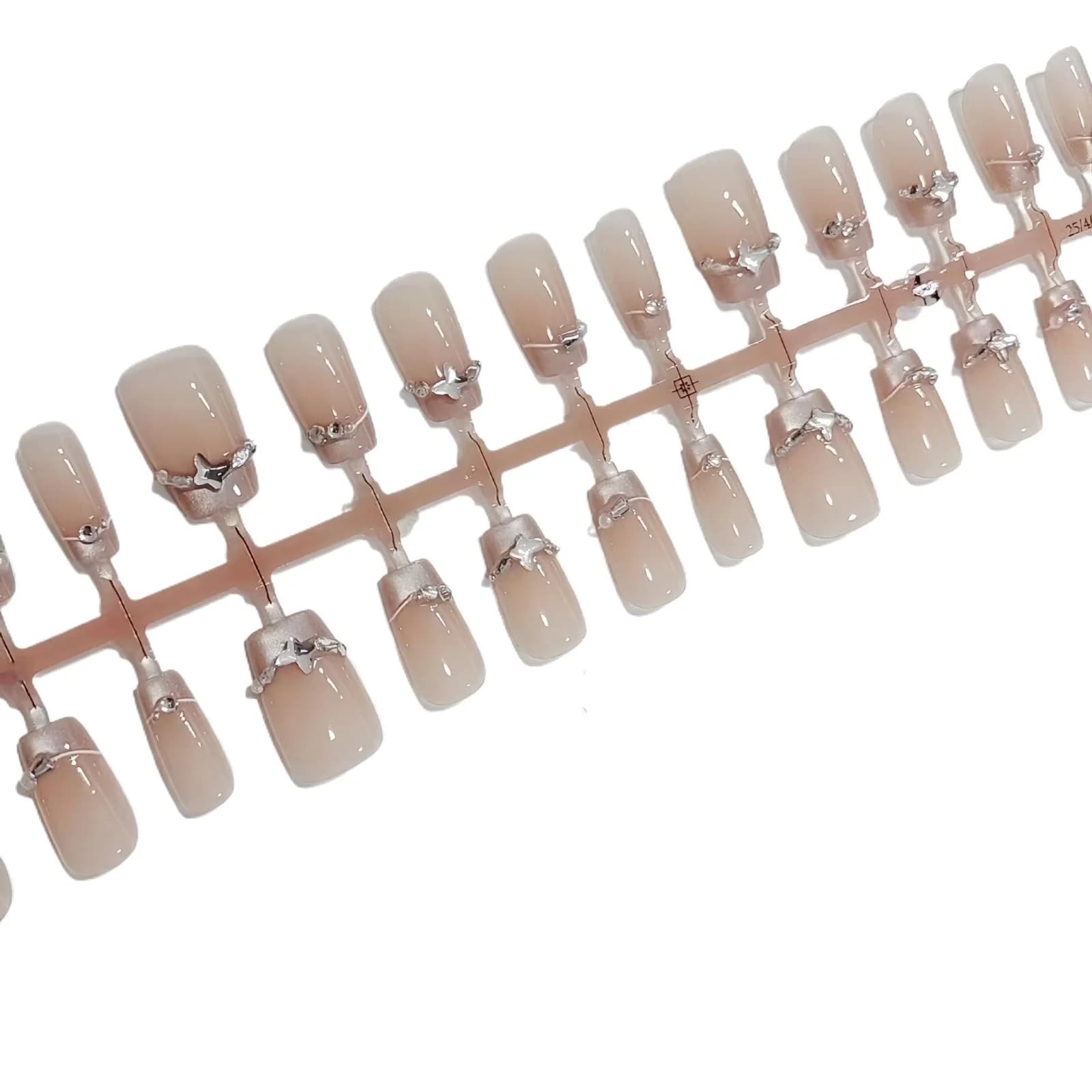 Fransk Spids Kunstige Negle med Sommerfugl-Rhinsten og Cat Eye
