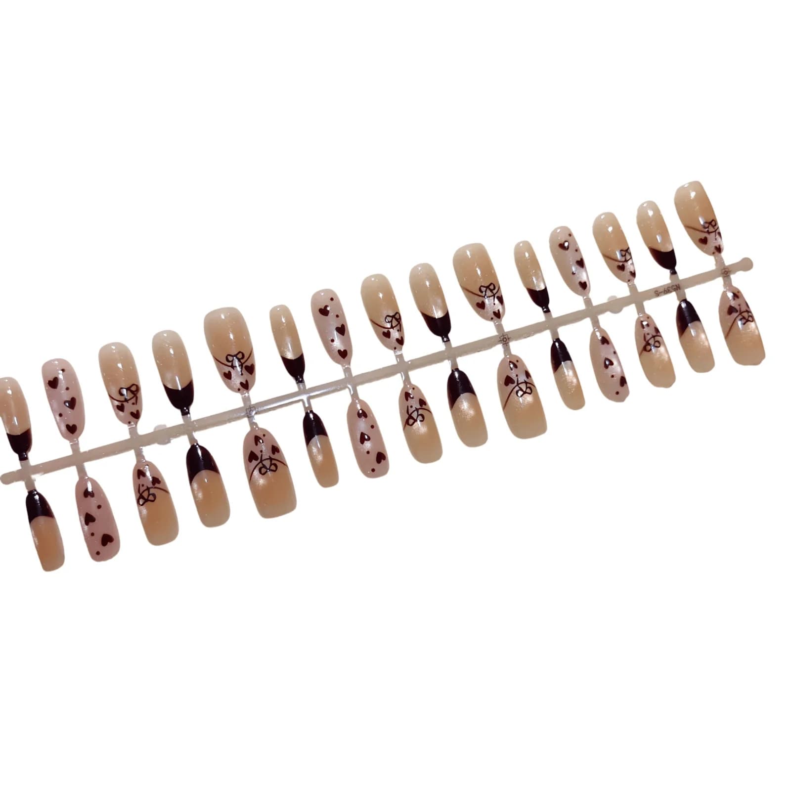 Karamel Sommerfugl Cat Eye Kunstige Negle Mellem Oval Form 30 Stk